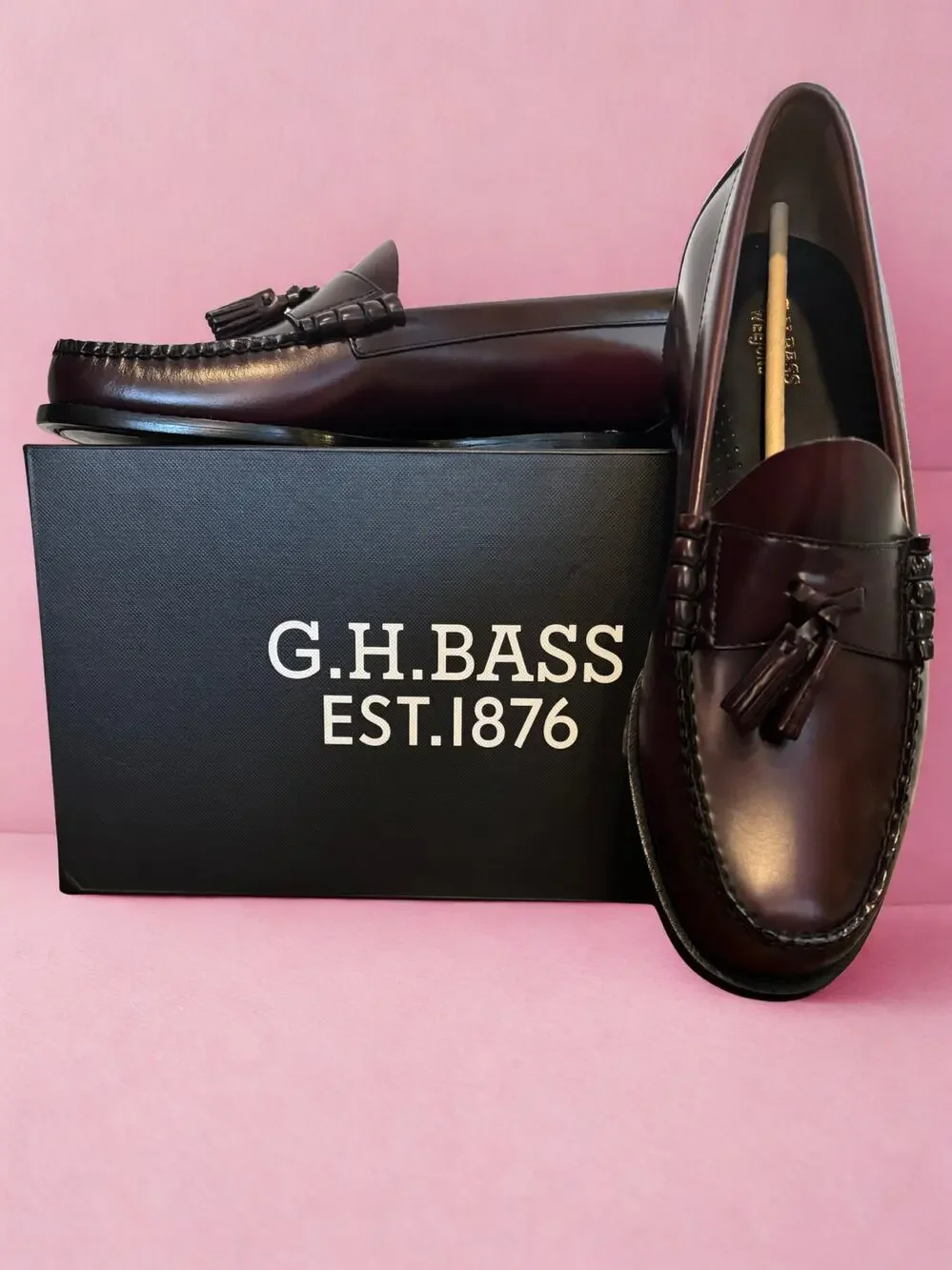 G.H. Bass Men’s Tassel Loafers 11.5 • Genuine Leather • Burgundy • NEW With Box